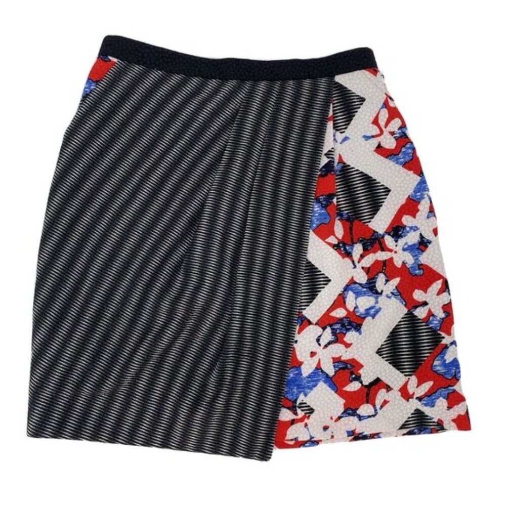 Peter Pilotto for Target Floral Striped Faux Wrap Asymmetrical Mini Skirt Size 2